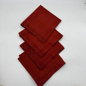 Pier 1 Imports Hemstitch Rust 100% Cotton Cloth Napkins x4